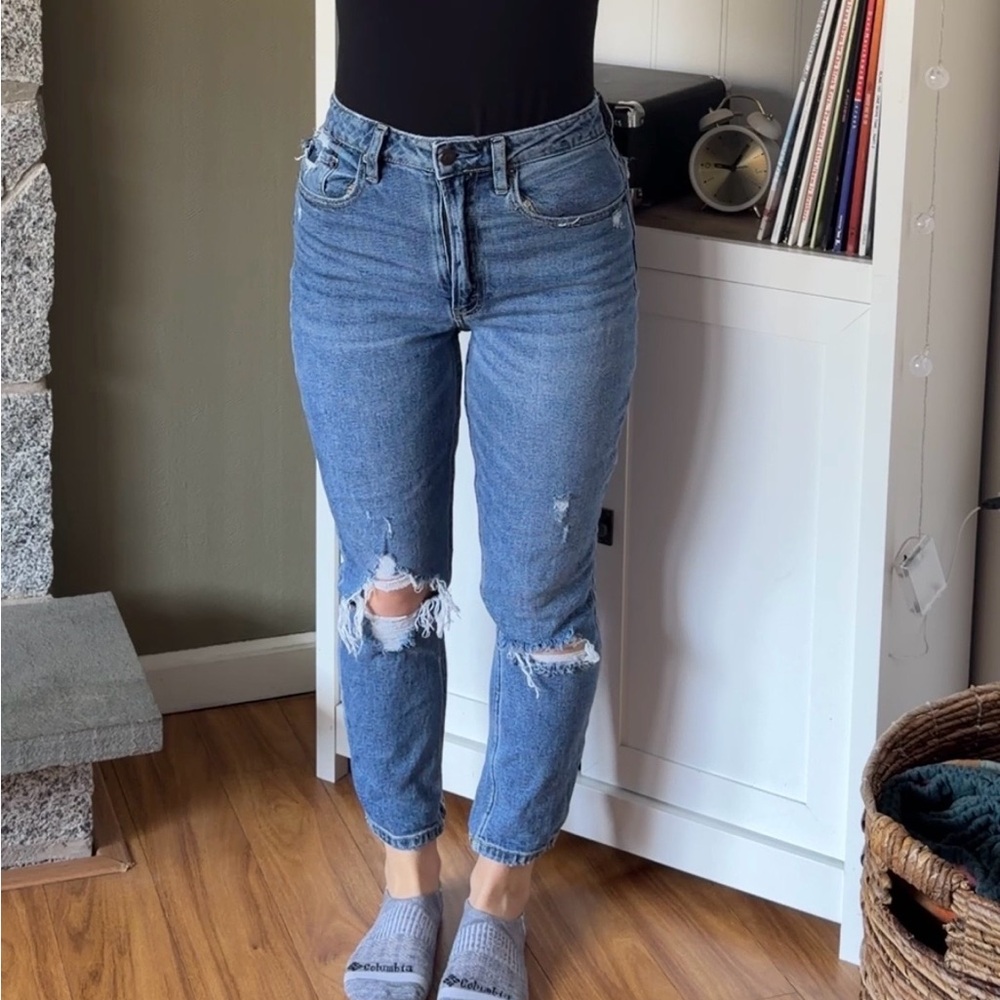 Abercrombie & Fitch Distressed Blue Ankle Jeans